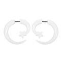Boucles d'oreilles minimalistes en acrylique blanc avec motif lune et étoile - Lune et Étoile