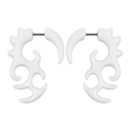 Boucles d'oreilles en acrylique blanc style tribal flamme pour homme look hip hop - Design de Flamme Tribale