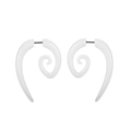 Boucles d'oreilles spirales blanches en acrylique avec tiges en acier chirurgical noir - Curved Horn Spiral