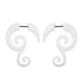 Écarteurs d'oreilles blancs en acrylique pour hommes avec tige en métal noir style punk - Scroll Faux Ear Plugs