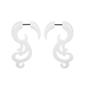 Paire d'écarteurs d'oreilles en acrylique blanc en spirale avec motif d'aile - Vortex Wing Lines