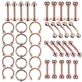 35pcs rose gold stainless steel body piercing set with rings studs and barbells - Rose Gold