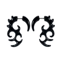Paire de boucles d'oreilles en acrylique noir de style tribal avec pointes punk - Flame Wave Design