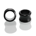 Polished black acrylic double flared ear gauges tunnels with sleek reflective finish - 4mm / Black