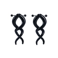Paire d'écarteurs d'oreilles spirale en acrylique noir avec finition polie et billes - Spiral Interlaced Design