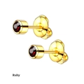 Détails de boucles d'oreilles clous rubis rouge rond en or avec fermoir à disque - Or Rouge