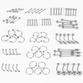 Diverse stainless steel body piercing set featuring barbells, hoops, and studs on white - Diverse Piercing Assortment Style / 85 Pieces/Pack / Silver