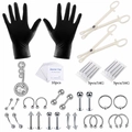Kit de piercing complet de 47 pièces avec bijoux en acier inoxydable et outils - Set de 47 pièces / Acier Trois Pierres