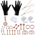 Kit de piercing corporel de 47 pièces avec outils professionnels et bijoux en or rose - Set de 47 pièces / Or Rose Triple Diamant
