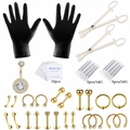 Kit de perçage corporel détaillé de 47 pièces avec bijoux dorés en acier inoxydable - Set de 47 pièces / Disque Doré