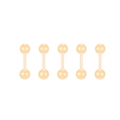 Five translucent peach pink UV acrylic piercings arranged horizontally on white background - Skin Tone Tongue Stud