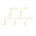 Set of 5 skin-toned flexible L-shaped bio-plastic nose studs for discrete piercing - Skin Tone L-Bar Nose Stud