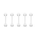 Set of 5 clear flexible bio-plastic barbell piercings with transparent acrylic balls - Clear Double Ball Straight Stud