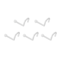 Set of 5 clear flexible UV acrylic L-shaped nose studs with ball top for hidden wear - Clear Curved Nose Stud