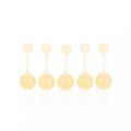 Set of 5 light yellow UV flexible bioplastic belly rings with double screw balls - Skin Tone Belly Ring