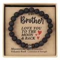 Lavastein- und Mondstein-Perlenarmband in Geschenkbox mit personalisierter Grußkarte - Für Bruder