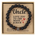 Lava rock and moonstone beaded bracelet in a gift box with a sentimental message card - To My Uncle