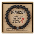 Lava stone bead bracelet for grandson in a gift box with a sentimental message card - To My Grandson