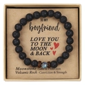 Close-up of volcanic rock and moonstone beads on a gift card for son - To My Boyfriend