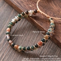 Bohemian double-layer 4mm natural India agate and jasper hand-woven wrap bracelet - India Agate