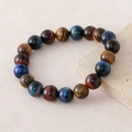 Elastic beaded bracelet featuring natural yellow, red and blue tiger eye stone beads - Large Beads Spec / 3-Color Tiger Eye