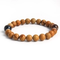 Natural picture jasper and black obsidian beaded bracelet with vintage silver accents - Yellow Tiger Eye Picture Jasper (NO02-10)