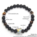 Lava stone and tiger eye beaded bracelet featuring a colorful enamel heart charm - Yellow Tiger Eye And Lava Stone