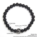 Lava stone bead bracelet featuring a stainless steel heart charm and 18cm length - Lava Stone Heart Metal Bead