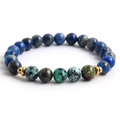 Lapis lazuli and green turquoise beaded bracelet with golden metal spacers - 18cm (NO02-5)