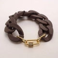 Bracelet à maillons en acrylique marron avec fermoir doré et zircons colorés - Brun Foncé (NF08-7)