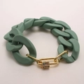 Bracelet chaîne en acrylique vert avec fermoir doré et pierres de zircon colorées - Vert Pâte de Haricot (NF08-1)