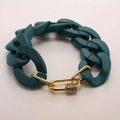 Bracelet à gros maillons en acrylique vert foncé avec fermoir doré serti de zircons colorés - Vert Foncé (NF08-4)