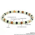 Prehnite and jasper beaded bracelet with stainless steel spacers measuring 18cm - Prehnite Obsidian Patchwork Style (NP06-7)
