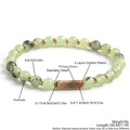Prehnite beaded bracelet with picture stone tube and gold-plated stainless steel beads - Prehnite Picture Stone Long Bead