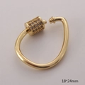 18K gold plated stainless steel star pendant with pavé cubic zirconia, 18x24mm - Gold Oval Style (GS226-2)