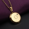 Golden stainless steel necklace with letter O pendant and small zircon stone detail - Gold O