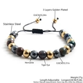Adjustable tiger eye and hematite beaded bracelet with 18k gold plated stainless steel beads - Gold Stainless Steel Hematite Tiger Eye Style (NQ08-2)