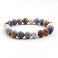 Natural Sodalite and African Pine stone beaded bracelet with colorful healing round beads - Red Turquoise+White Turquoise+Yellow Stone+Sodalite
