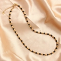 Hip hop style stainless steel beaded necklace with alternating black and gold beads - Gold Black 4mm