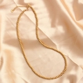 Collar de cuentas de acero inoxidable chapado en oro sobre seda con cierre de langosta - Dorado 4mm