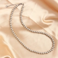 Polished stainless steel bead necklace with lobster clasp on luxury satin background - Silver 6mm