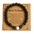 Natural tiger eye and lava stone beaded bracelet on a Best Friend gift card - White Turquoise Texture Style (NO03-9)