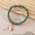 Weihnachtsarmband mit roten und grünen Perlen und einem niedlichen Schneemann-Anhänger - Schneemann Armband (NY01-8)