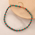 Kerst rode en groene kralenketting met gouden hart hanger en verstelbare verlengketting - Rood en Groen Kralen Stijl (NY02-6)