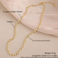 Detail van 3-laags vergulde koperen ovale kralenketting met afmetingen - Koffieboon Schakel Stijl(NW01-10) / 45+5cm