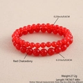 Detail view of red chalcedony bead bracelets in 6mm and 8mm sizes with smooth finish - Red Jade Beaded (NY07-1)