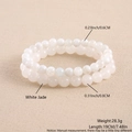 Detailed size specifications for 6mm and 8mm white jade beaded bracelets set - White Jade Beaded (NY07-5)