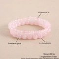 Detail showing 6mm and 8mm pink crystal bead bracelets with precise size measurements - Natural Rose Quartz Beaded (NY07-7)