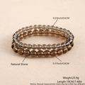 Macro detail of 6mm and 8mm natural stone beads bracelets with specific dimensions and weight - Tea Glass Beaded (NY07-8)