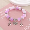 Pulsera de cuentas degradadas púrpuras con colgante de mariposa y adornos de aleación - Diámetro de perla 10mm / Degradado Púrpura